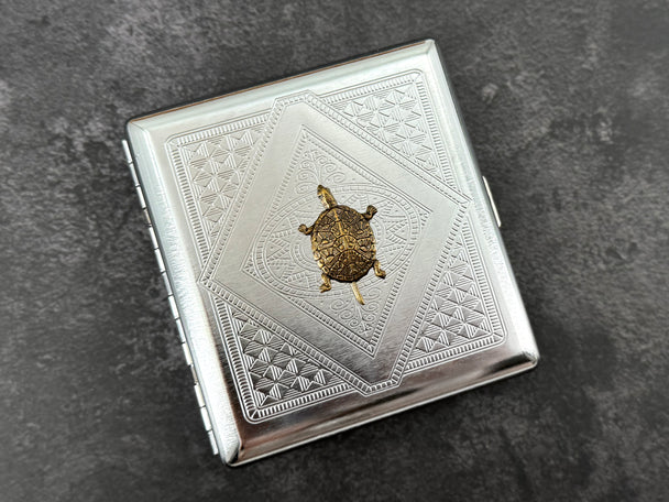 Bronze Turtle Metal Cigarette Case | Nature Card Holder