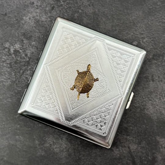 Bronze Turtle Metal Cigarette Case | Nature Card Holder