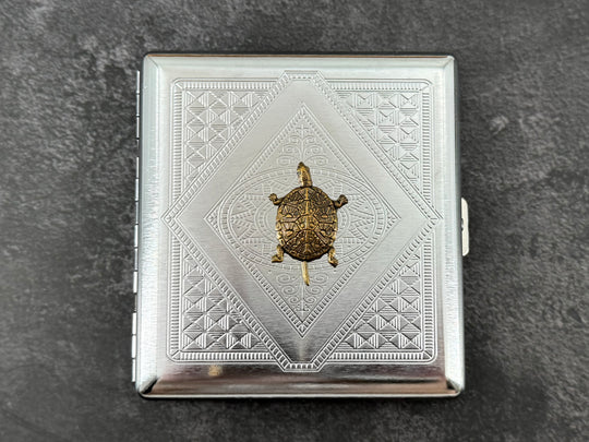 Bronze Turtle Metal Cigarette Case | Nature Card Holder