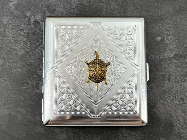 Bronze Turtle Metal Cigarette Case | Nature Card Holder
