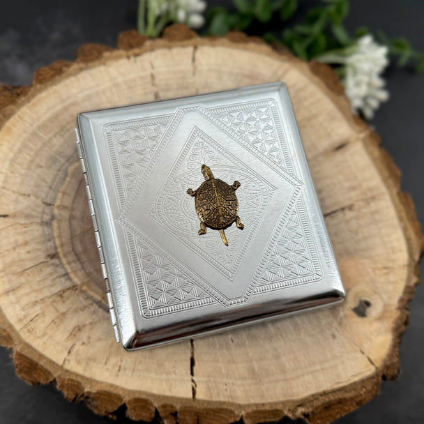 Bronze Turtle Metal Cigarette Case | Nature Card Holder
