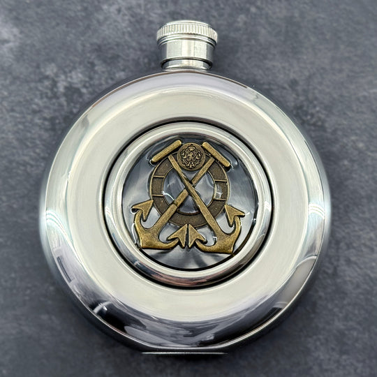 Nautical Anchor Flask | Round Window Stainless Steel Hip Flask
