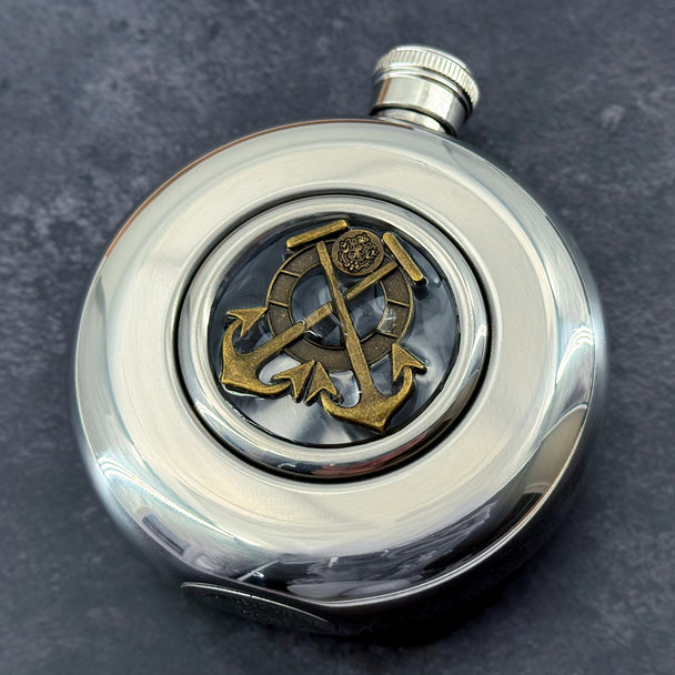 Nautical Anchor Flask | Round Window Stainless Steel Hip Flask