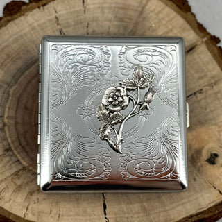 Elegant floral case for cigarettes, cards, and small essentials