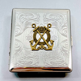 Maritime pocket case featuring crossed anchors and helm motif