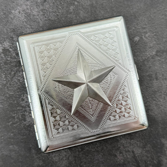 Nautical metal case for cigarettes cards cash and slim pre-rolls