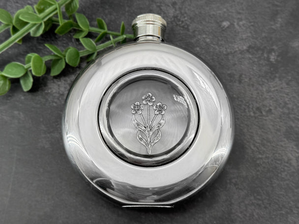 Wildflower Flask | Botanical Round Window Hip Flask