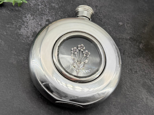 Wildflower Flask | Botanical Round Window Hip Flask