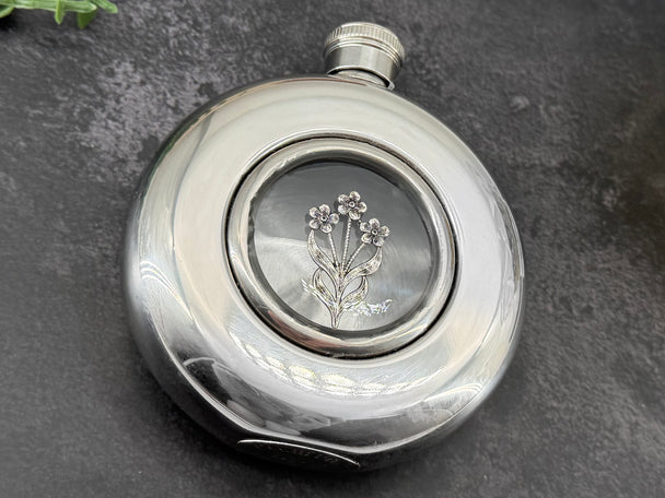 Wildflower Flask | Botanical Round Window Hip Flask