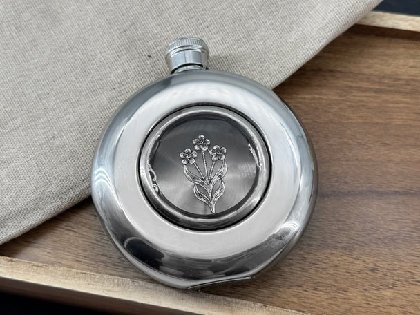 Wildflower Flask | Botanical Round Window Hip Flask