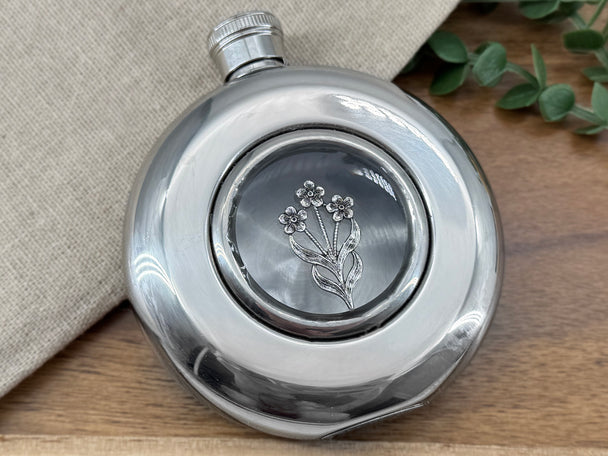 Wildflower Flask | Botanical Round Window Hip Flask