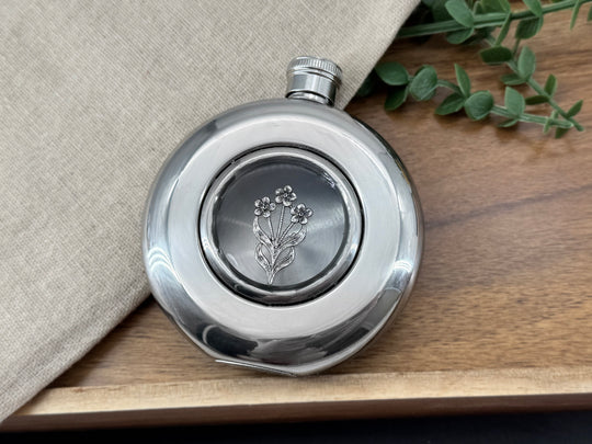 Wildflower Flask | Botanical Round Window Hip Flask