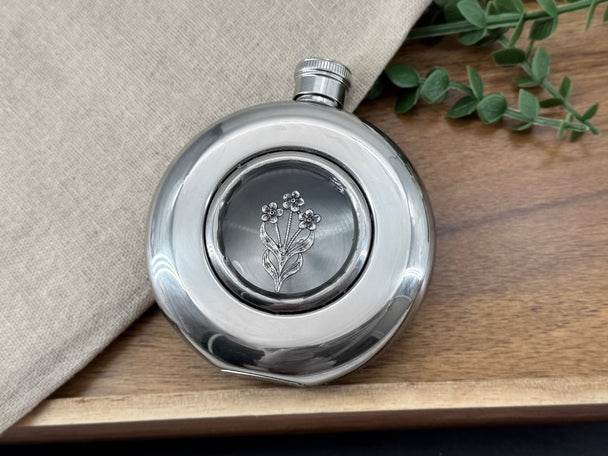 Wildflower Flask | Botanical Round Window Hip Flask